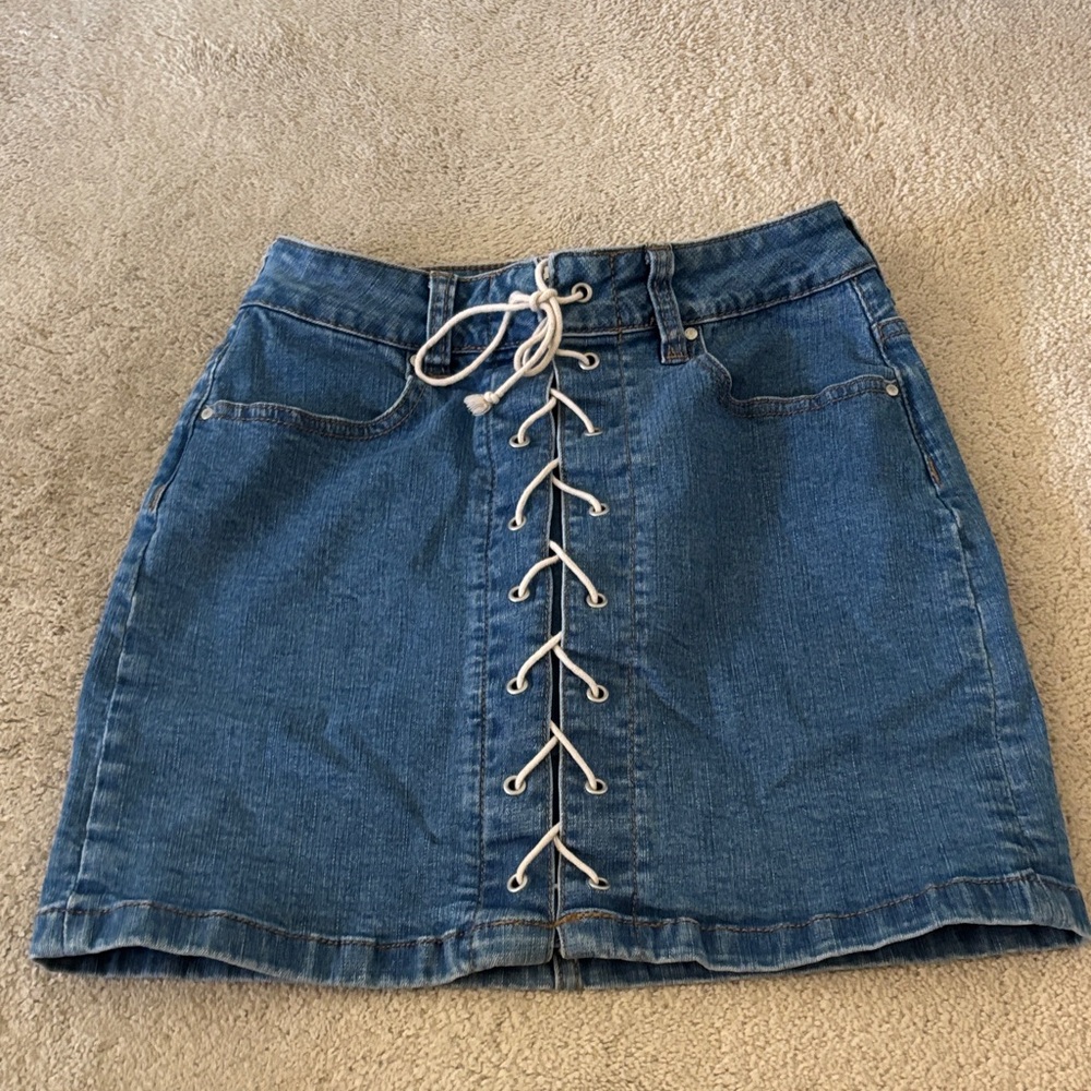 PacSun Blue Lace-Up A-Line Skirt